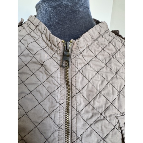 XCVI Jacket XL Taupe Diamond Quilted Belted Moto Utility Military Safari Classic - Picture 10 of 16